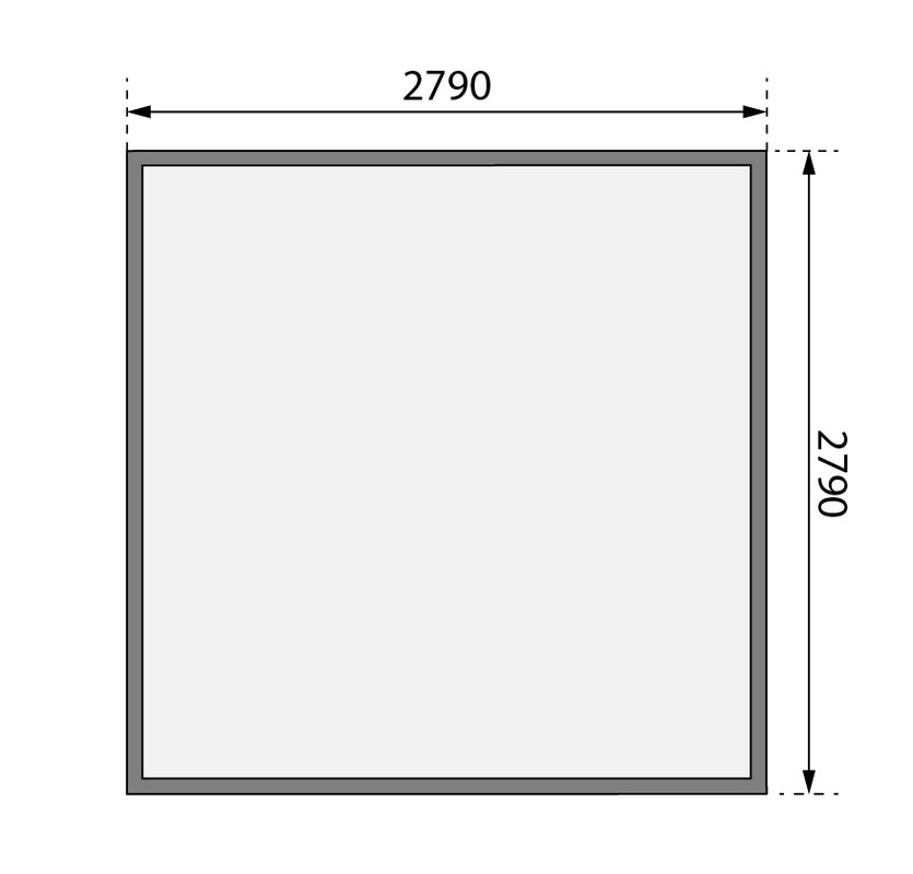 Blockbohlengartenhaus Trittau 3 - 297x297 cm, 38 mm Holz naturbelassen, Karibu