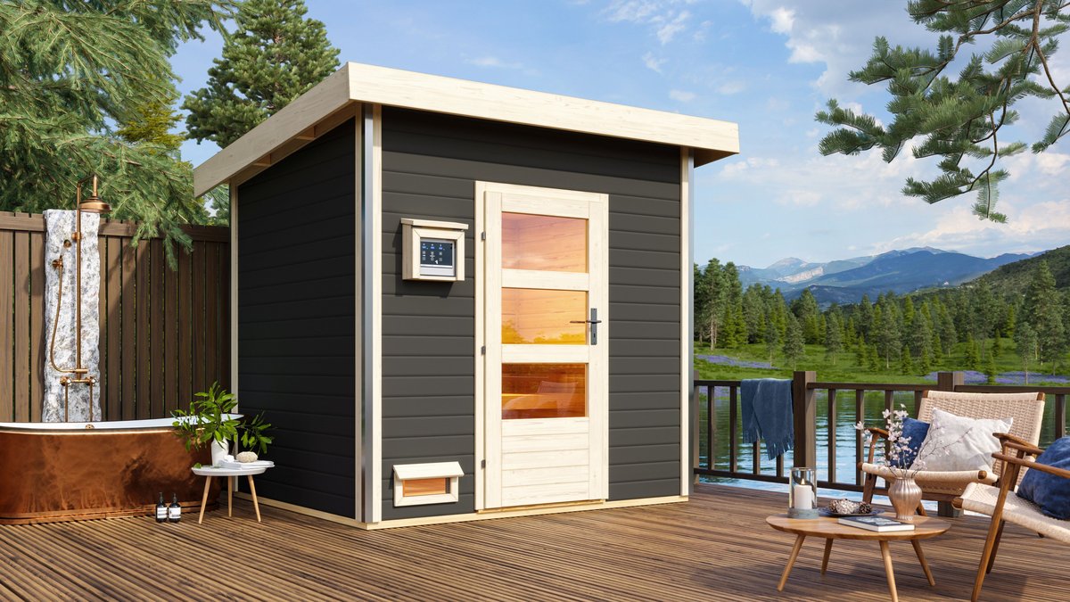 Karibu Saunahaus Norge - 231x196 cm, 38 mm Massivholz