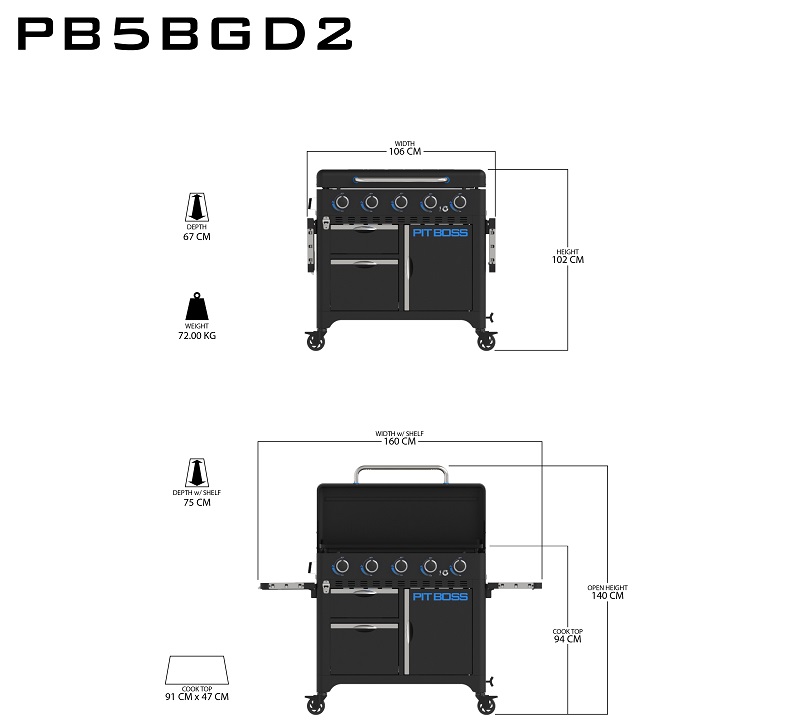 Pit Boss Ultimate 5 Plancha, Gasgrill, Griddle