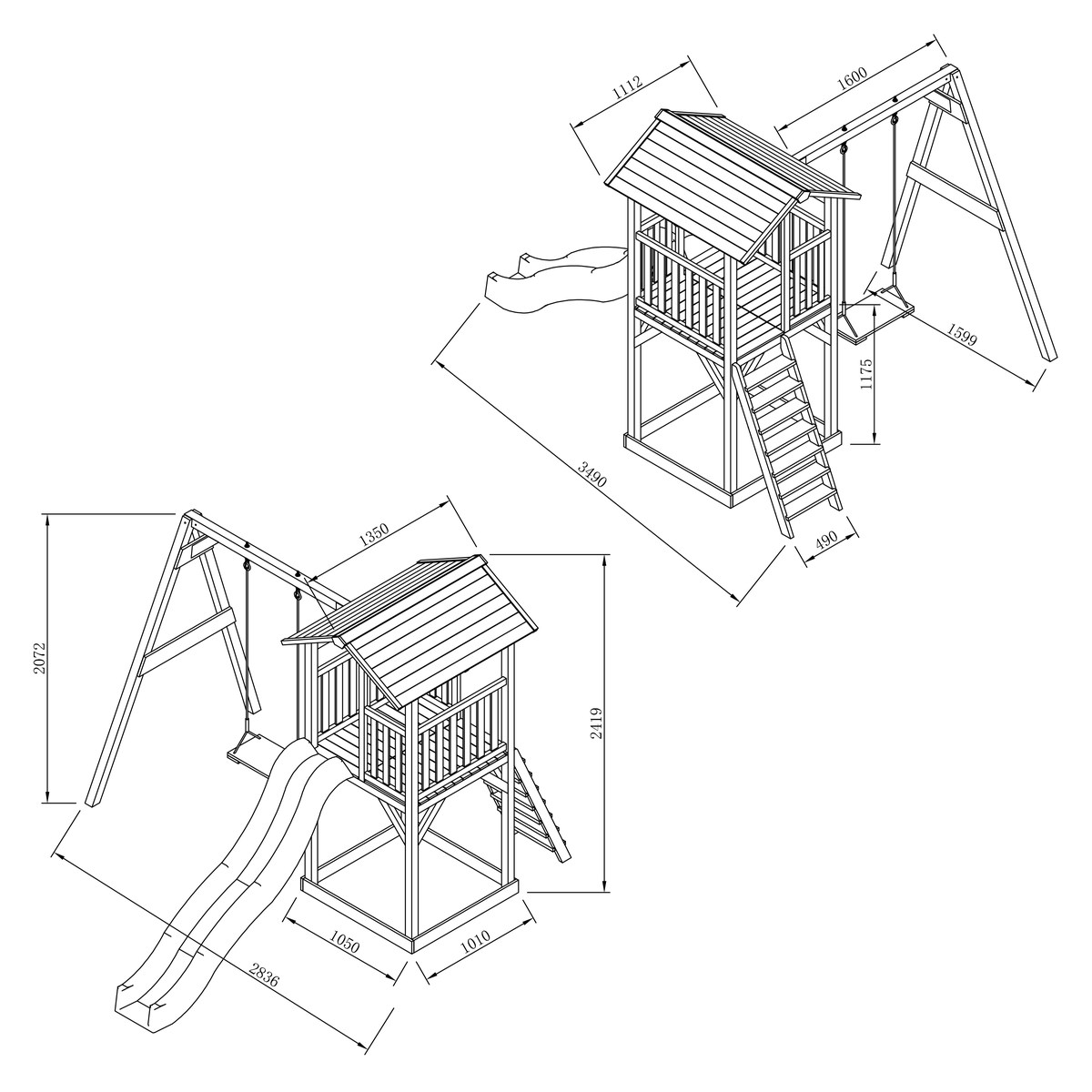 Spielturm Beach Tower Swing grau/weiß mit Rutsche grau