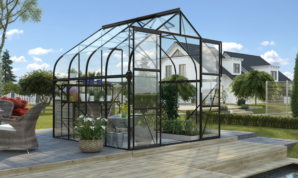 Vitavia Gewächshaus Diana 6700 ESG 3mm, schwarz