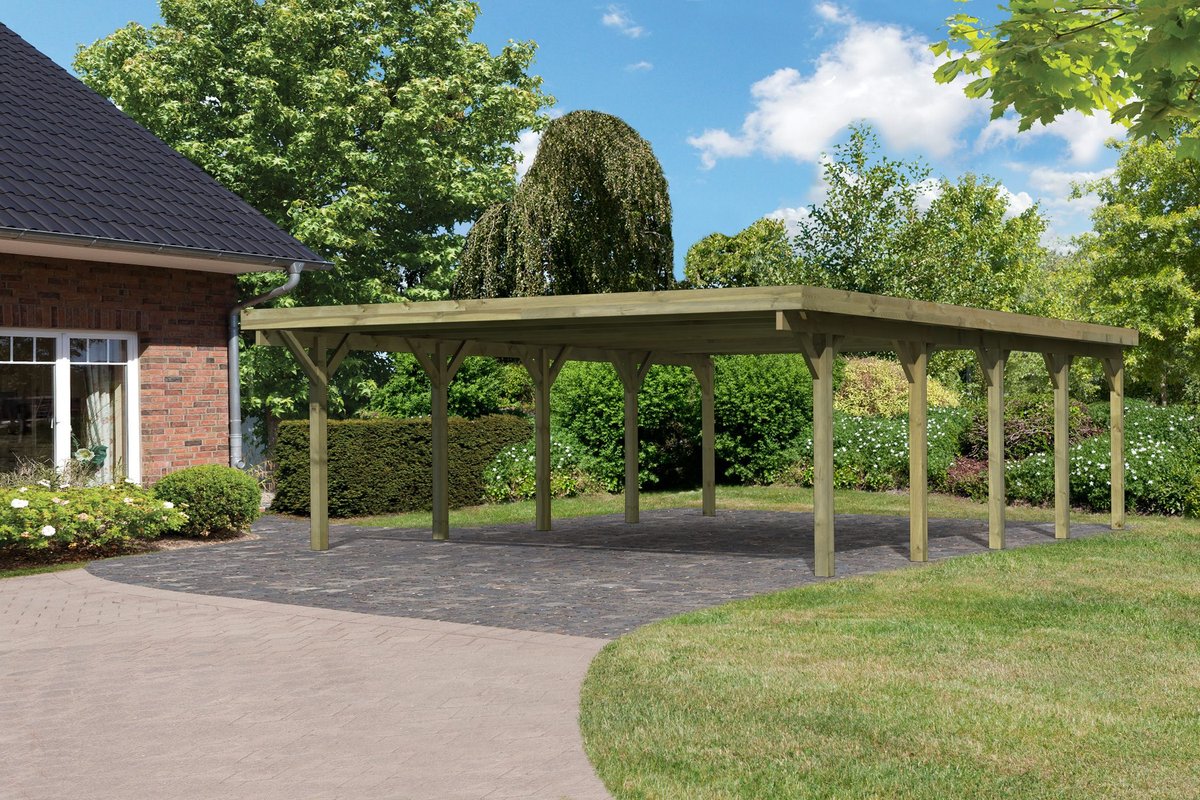 Doppelcarport CLASSIC 3 Variante A - 598x860 cm, kdi mit PVC-Dach