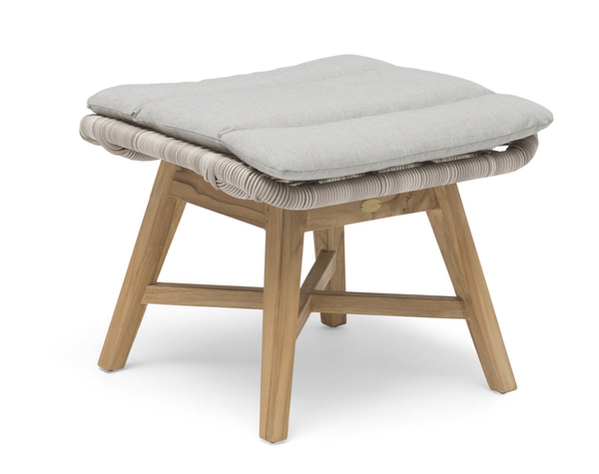 Himmelsnäs Fußhocker Teak/Polyrattan beige, inkl. Kissen