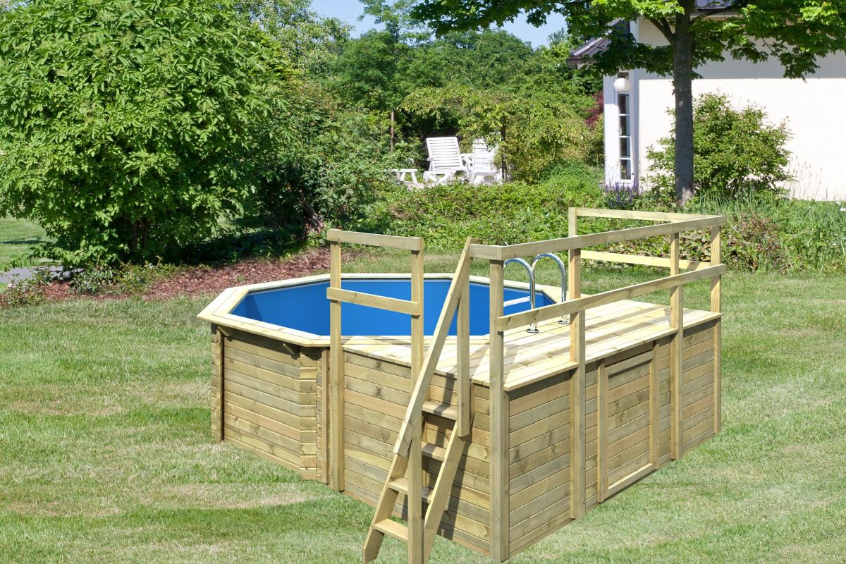 Karibu Pool Modell 1D Classic 400x480 cm, Holz kdi, Set mit Filter +Skimmer