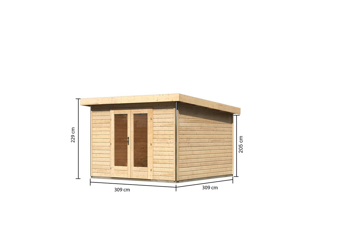 Gartenhaus Radeburg 1 - 309x309 cm, 40 mm Holz naturbelassen, Karibu