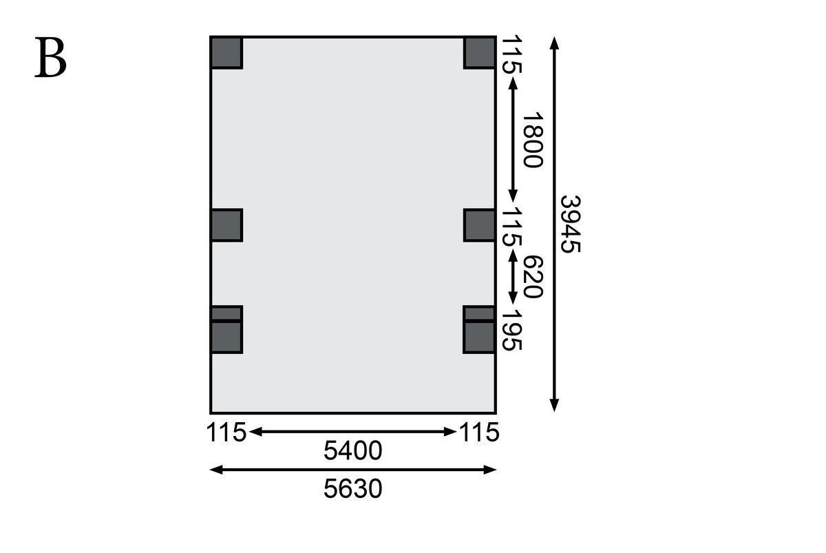 Doppelcarport CLASSIC 1 Variante C - 598x480 cm, kdi mit Stahldach