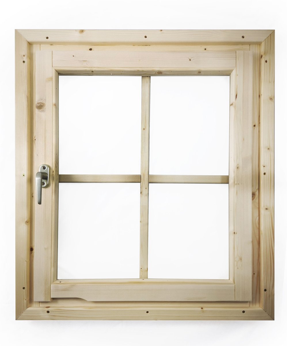 Dreh-/Kippfenster 69x80 cm naturbelassen mit Echtglas, zum Selbsteinbau in 28 mm Holzwand