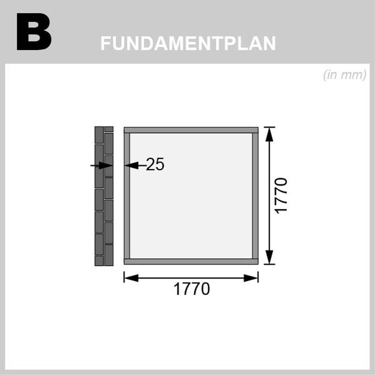 Anlehnhaus Wandlitz 2 - 181x181 cm, 19 mm Holz terragrau, Karibu