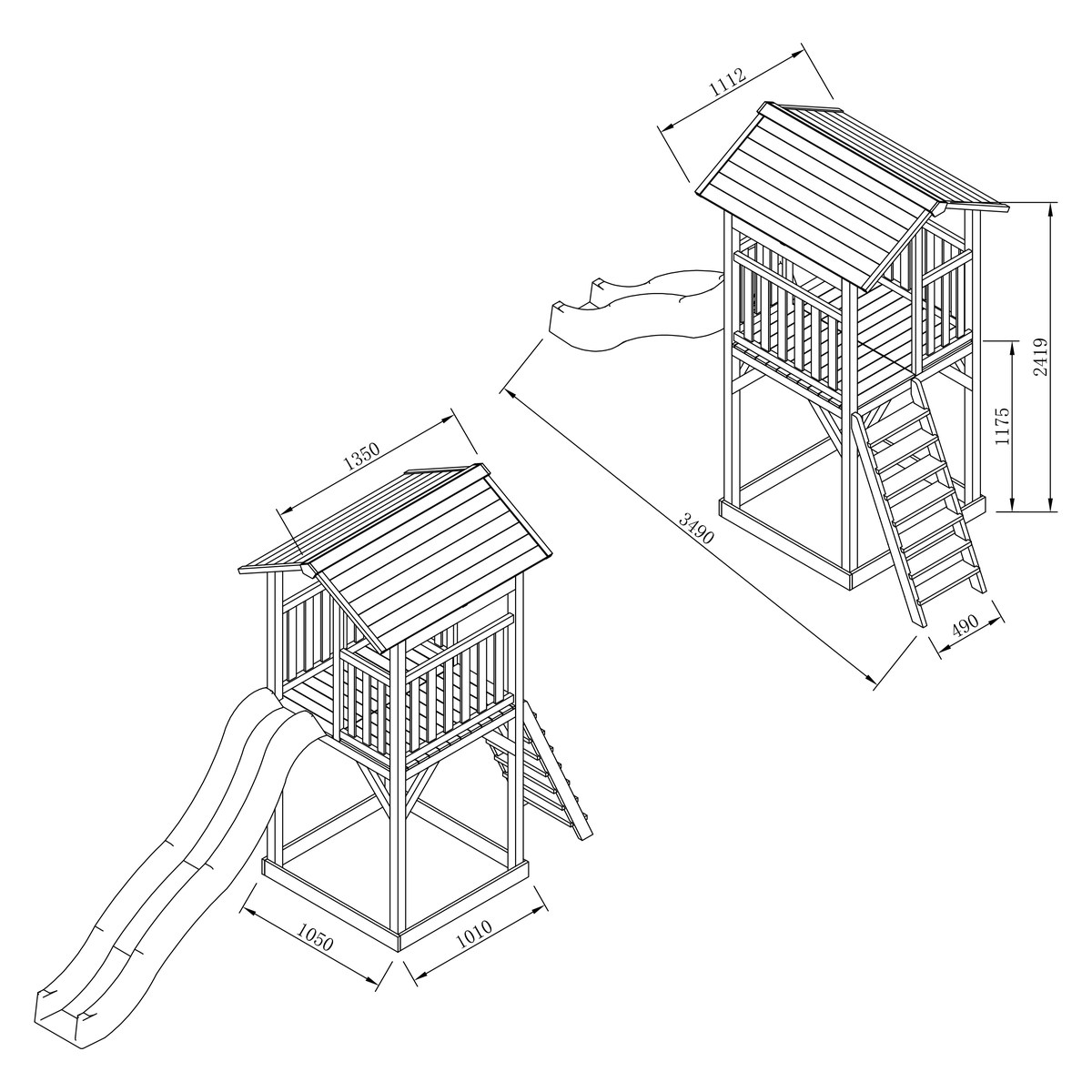 Spielturm Beach Tower Basic grau/weiß mit Rutsche weiß