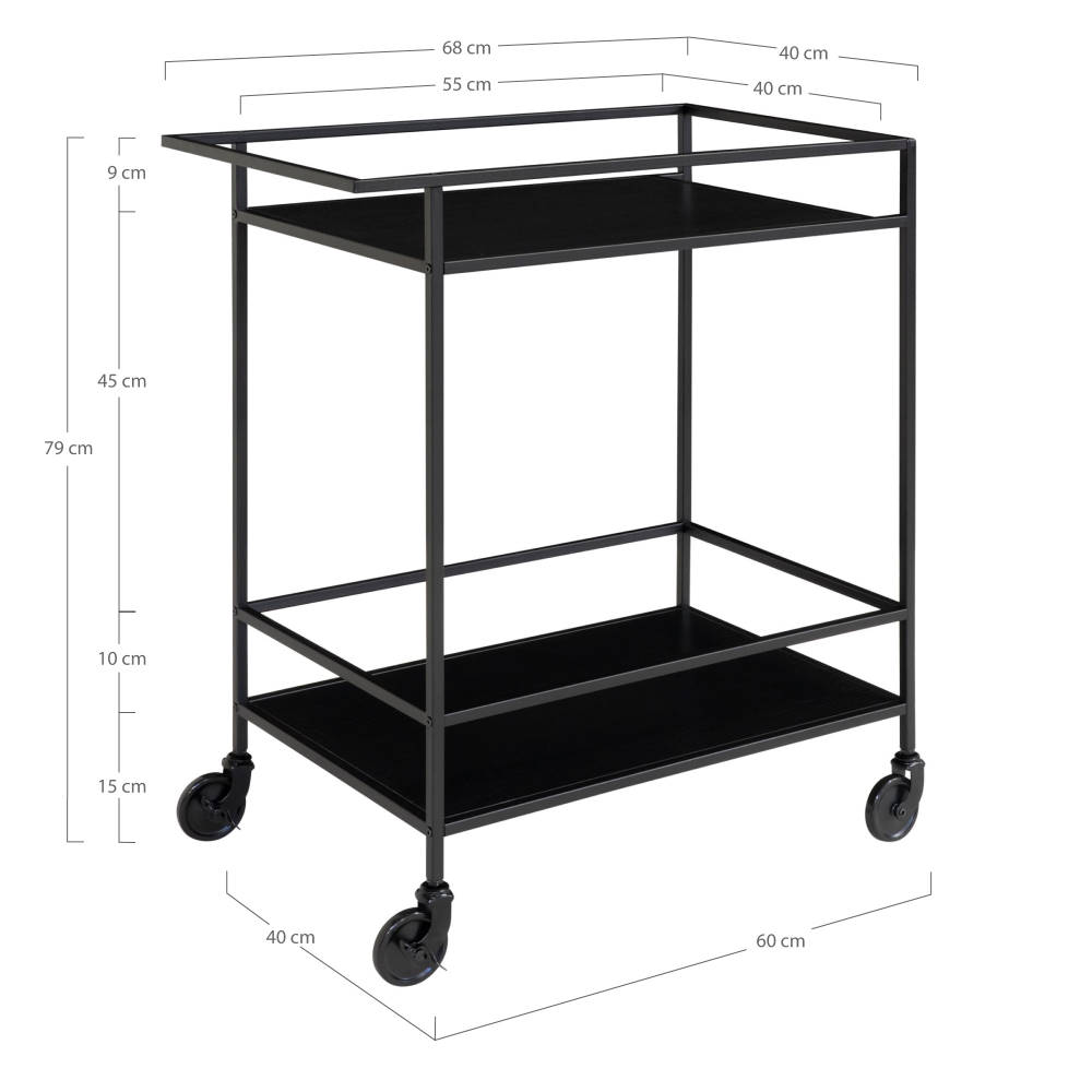 Servierwagen - Vita, schwarz 68x40x79 cm