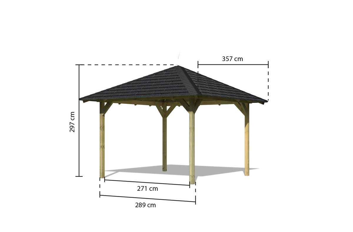 Pavillon-Set Cordoba inkl. Rechteckschindeln schwarz, 289x289 cm kdi, Karibu
