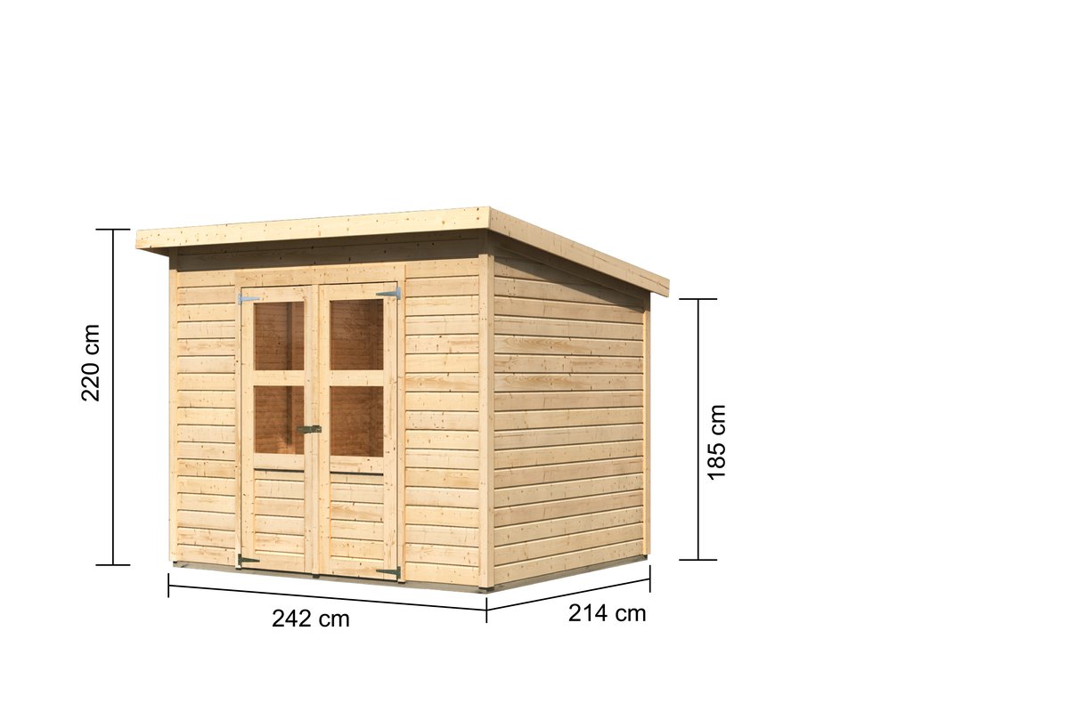 Karibu Gartenhaus Merseburg 5 - 242x214 cm, 14 mm Holz naturbelassen