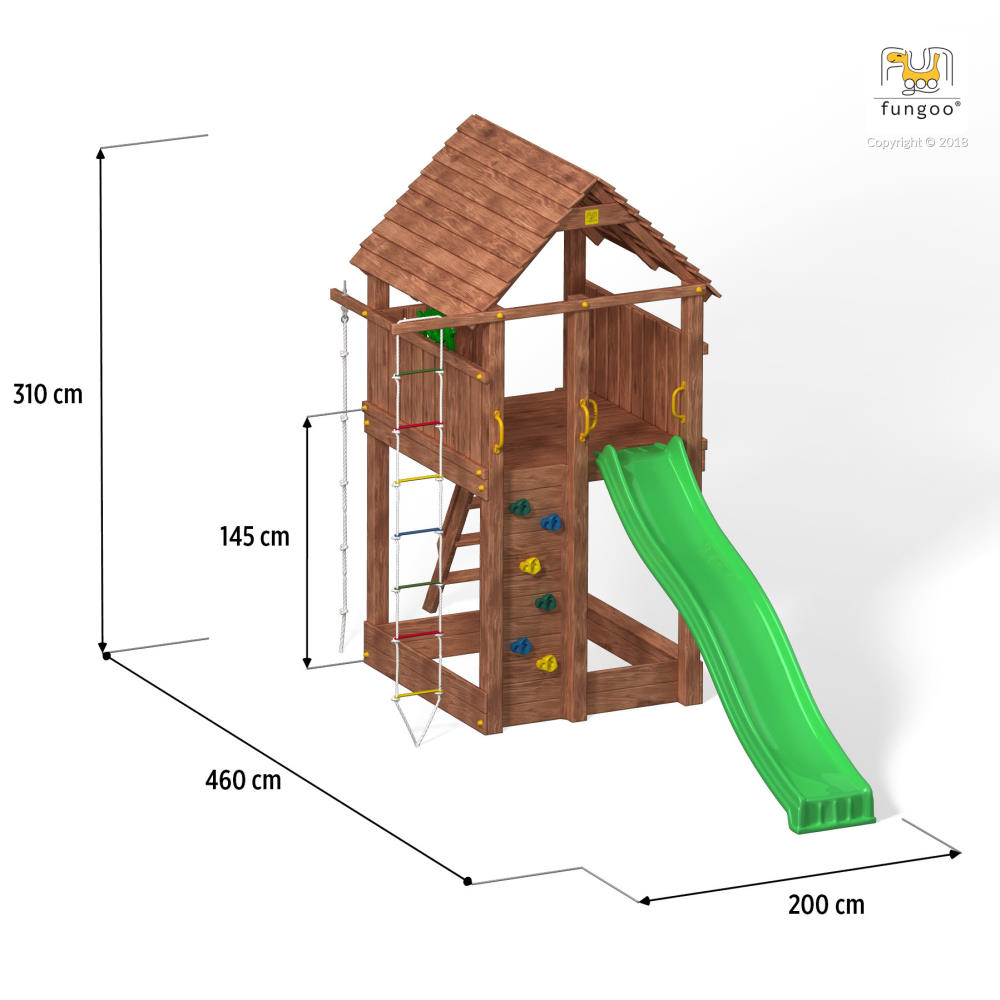 Fungoo Spielturm FORTRESS, teak-farben lasiert