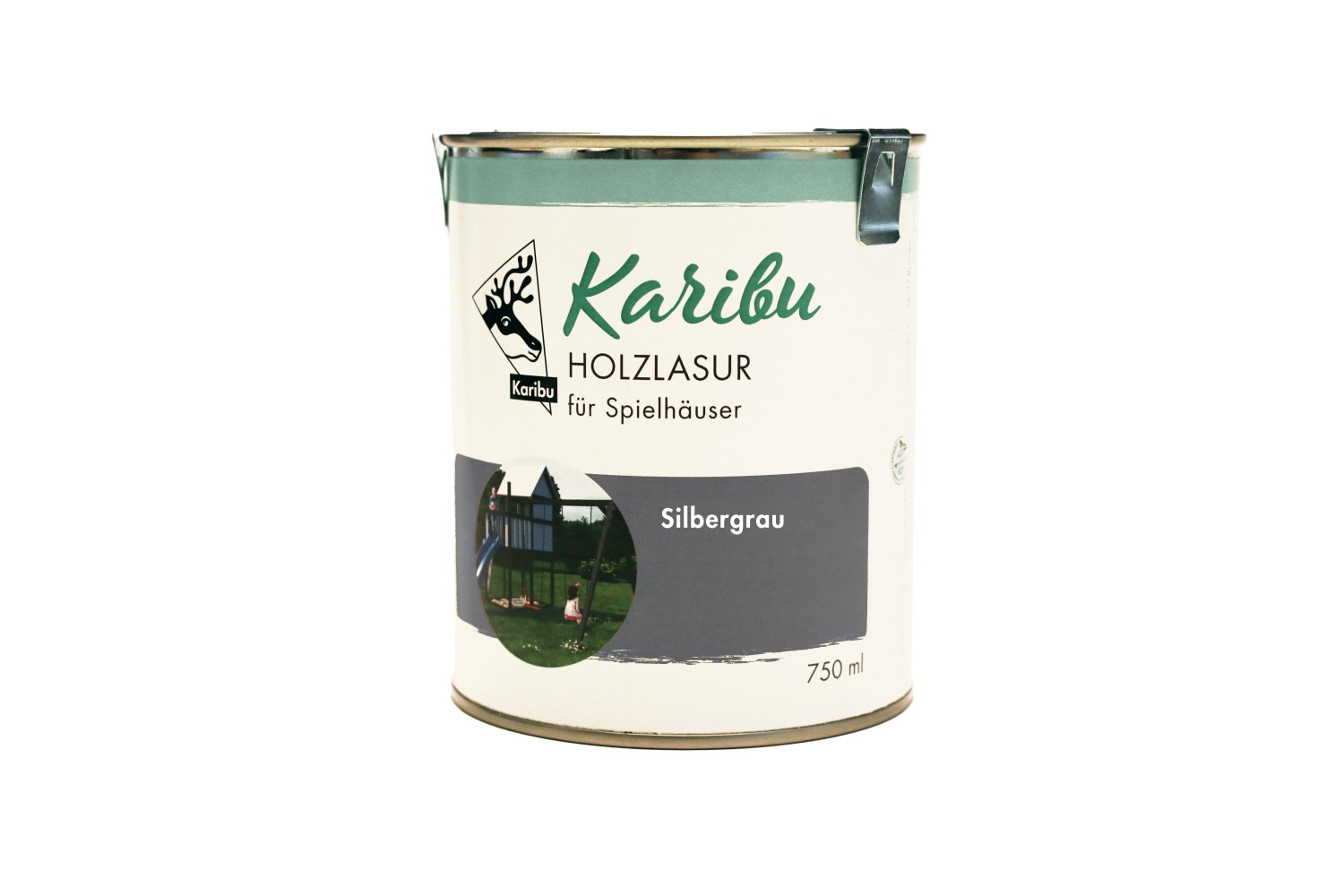 Karibu Holzlasur 750 ml für Spielhäuser, Silbergrau