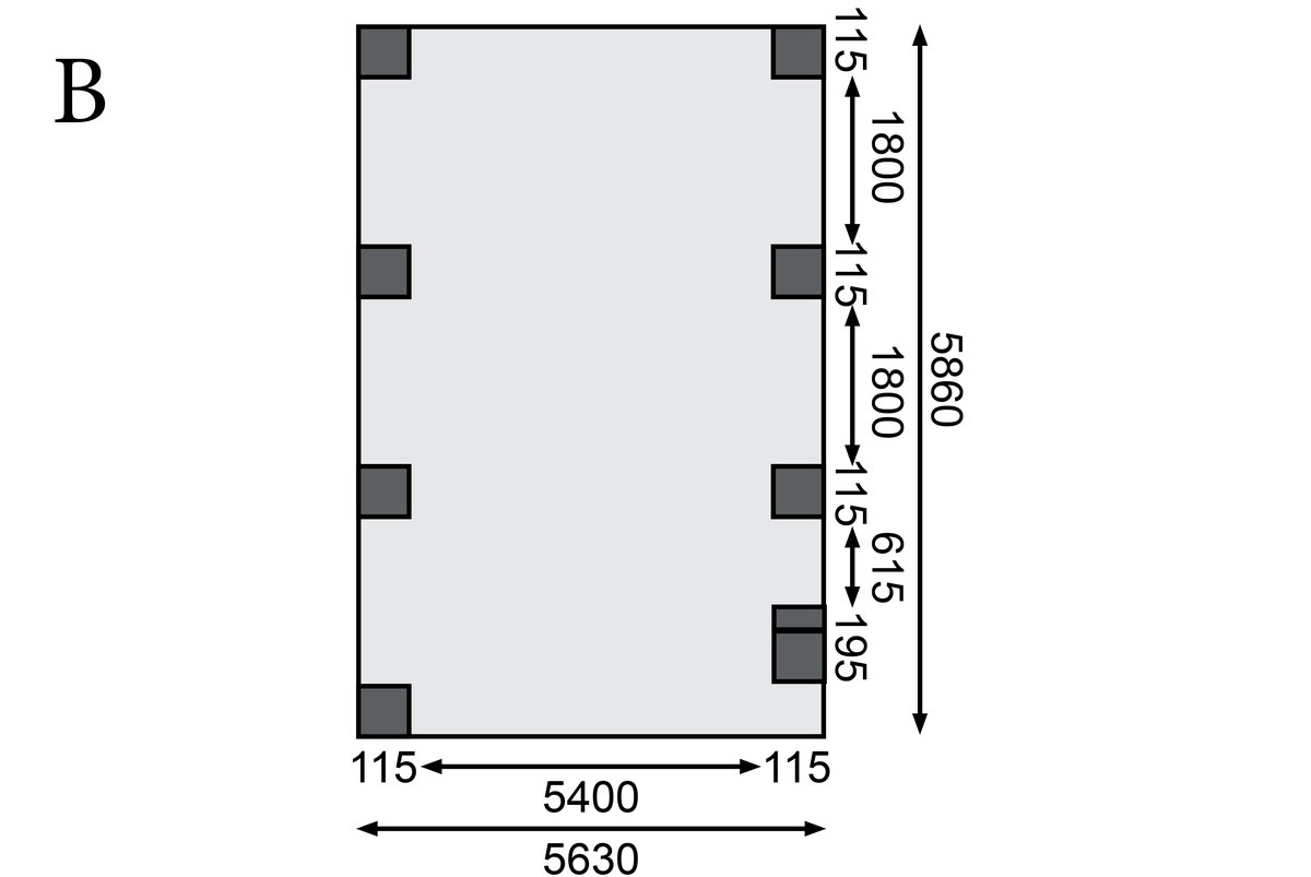 Doppelcarport CLASSIC 2 Variante B - 598x670 cm, kdi mit PVC-Dach