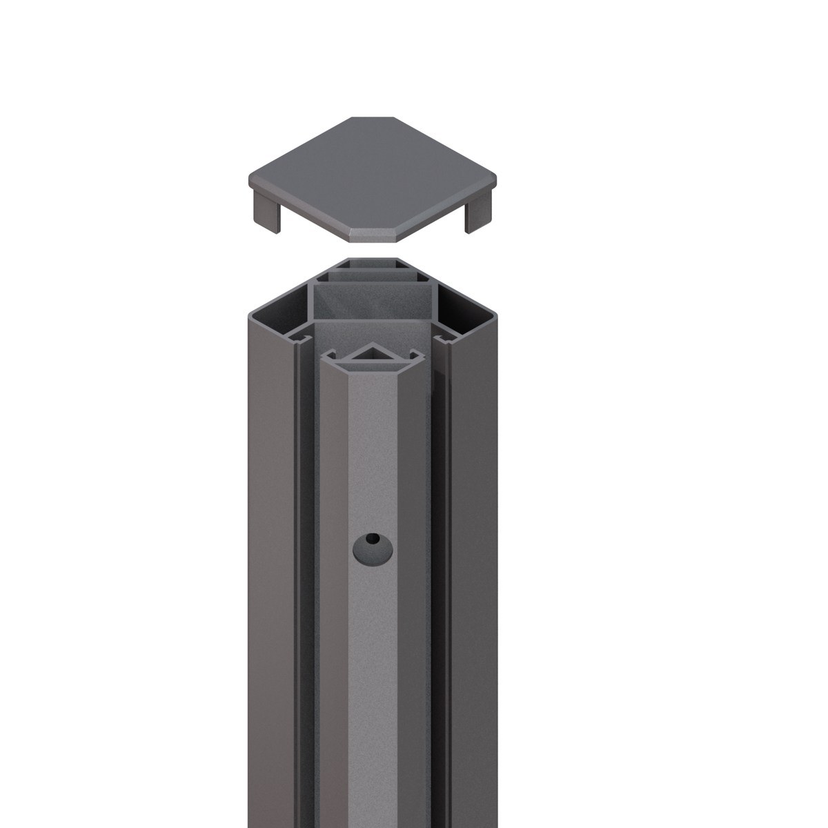 SYSTEM Eck-Klemmpfosten Aluminium anthrazit, 8 x 8 x 192,5 cm