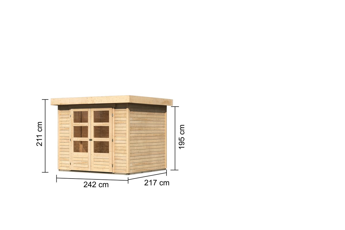 Gartenhaus Askola 3 - 242x217 cm, 19 mm Holz naturbelassen, Karibu
