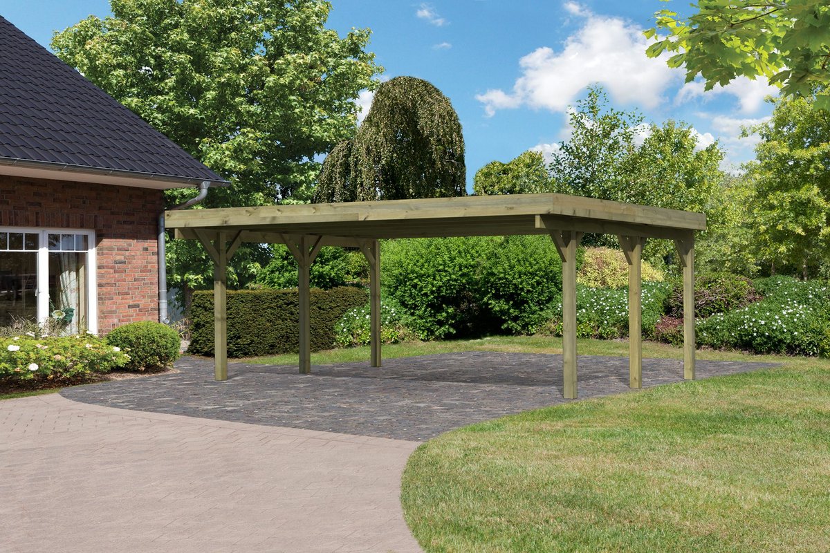 Doppelcarport CLASSIC 1 Variante A - 598x480 cm, kdi mit PVC-Dach