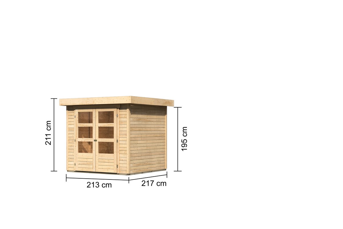 Gartenhaus Askola 2  - 213x217 cm, 19 mm Holz naturbelassen, Karibu