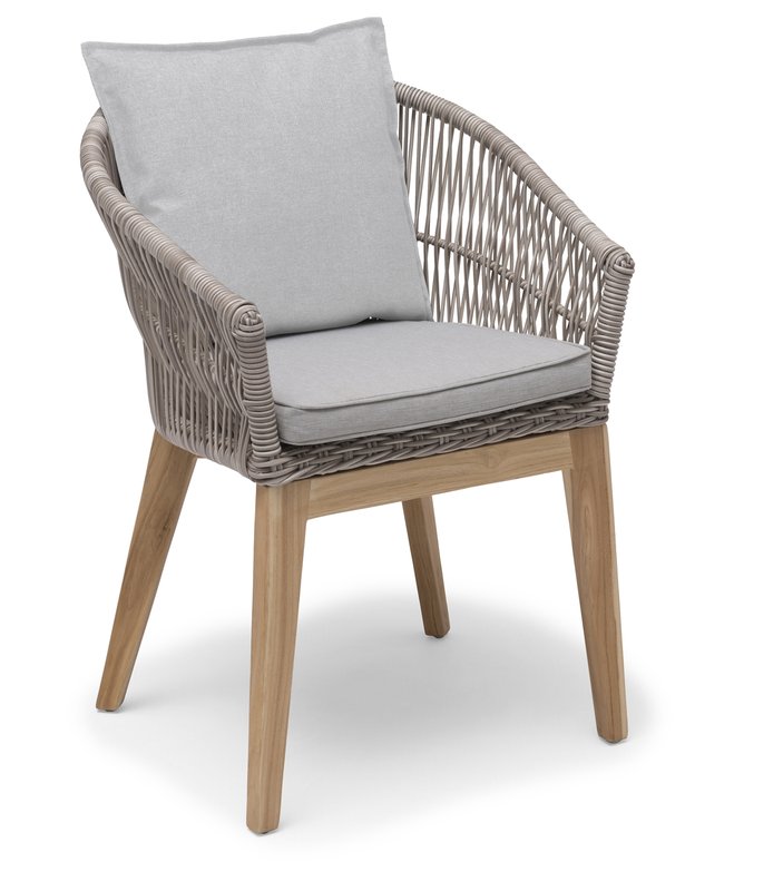 Himmelsnäs Dining-Sessel Teak/Polyrattan-Geflecht beige, inkl. Kissen