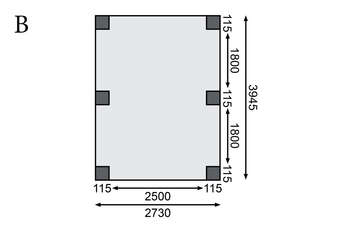 Einzelcarport CLASSIC 1 Variante A - 318x480 cm, kdi mit PVC-Dach