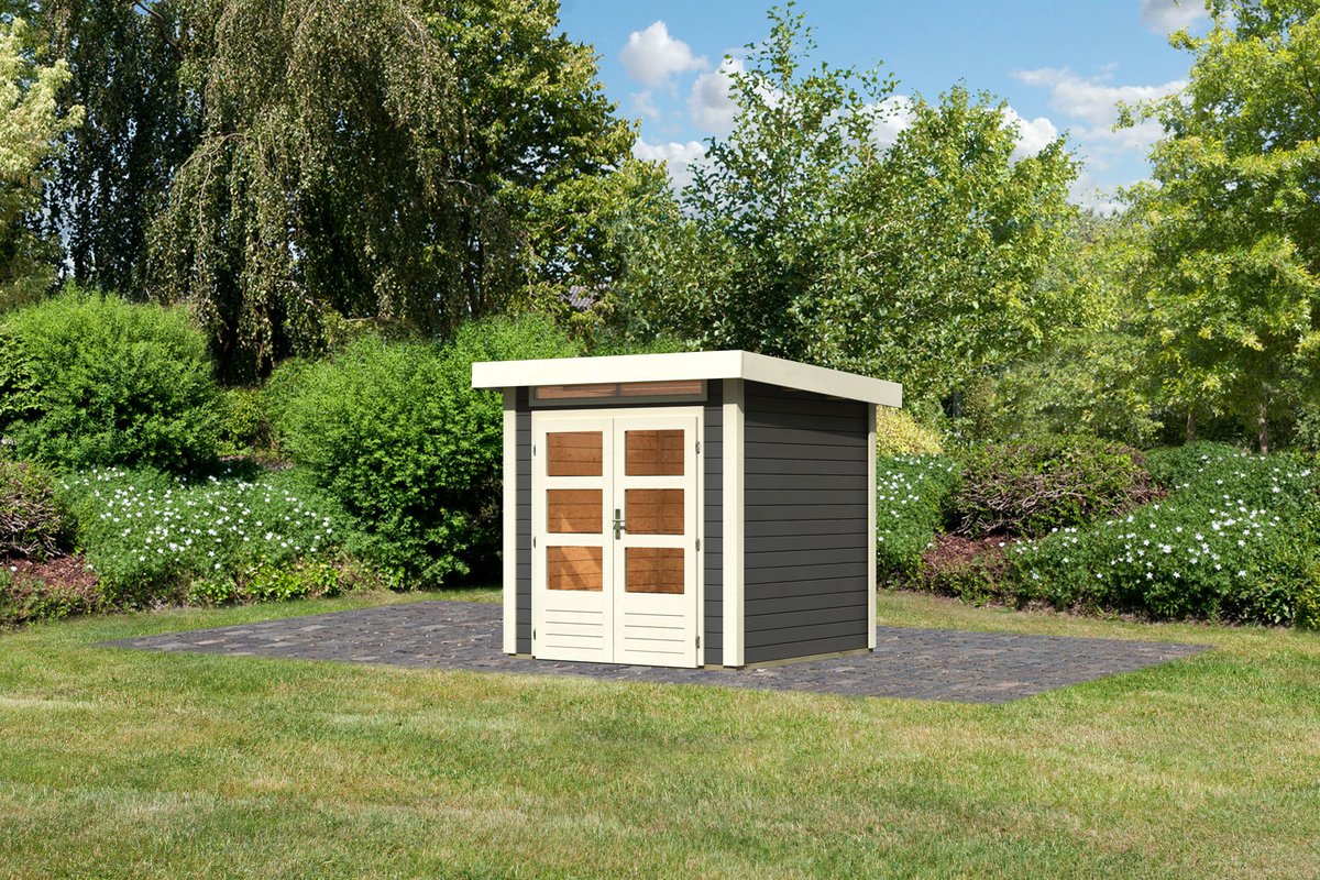 Gartenhaus Kandern 1  - 204x204 cm, 28 mm Holz terragrau, Karibu