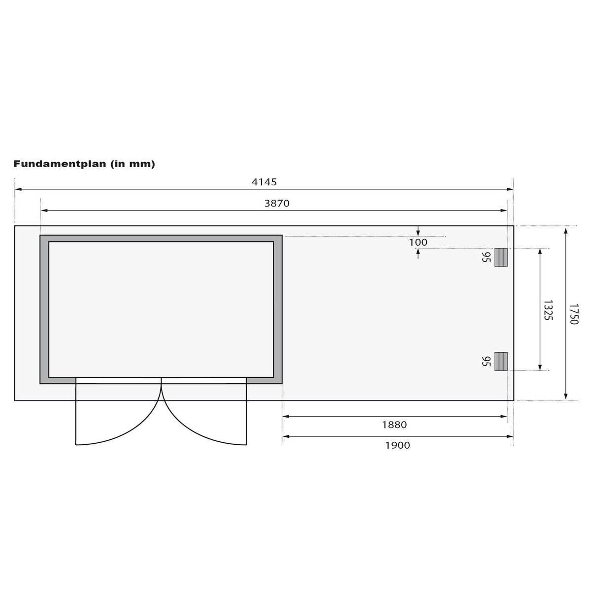 Gartenhaus Glücksburg 2 terragrau - 203x156 cm mit Anbaudach 190 cm, 19 mm Holz, Karibu