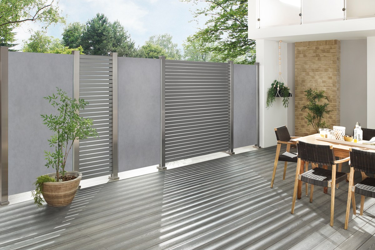 SYSTEM RHOMBUS Zaunfeld-Set 60x180 cm silber, Aluminium-Rhombuszaun