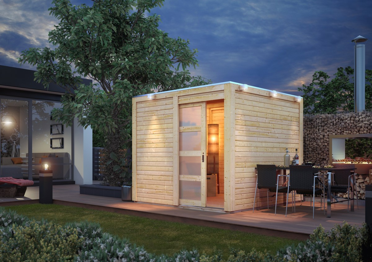 Gartenhaus Qubic 1 - 246x246 cm, 19 mm Holz naturbelassen, Karibu