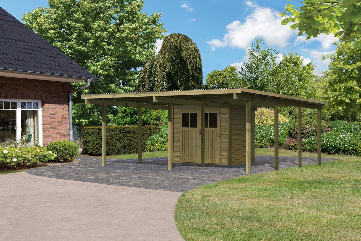 Doppelcarport ECO 2 mit Abstellraum klein - 563x676 cm, kdi