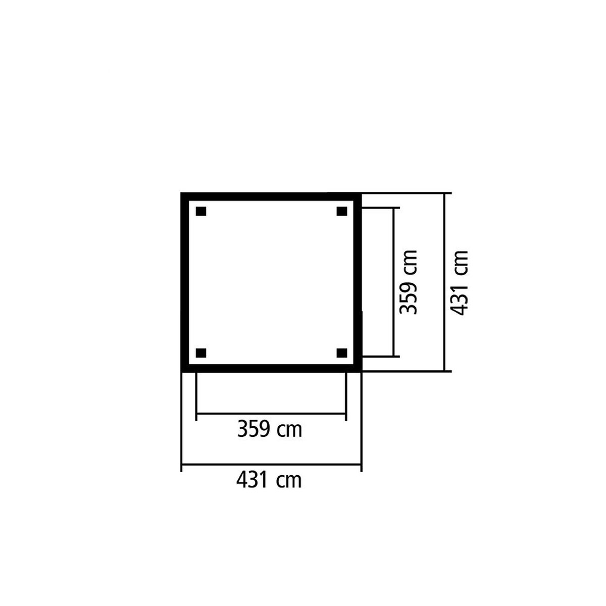 Pavillon-Carport Kirn 1 - 359x359 cm, CLASSIC kdi von Karibu