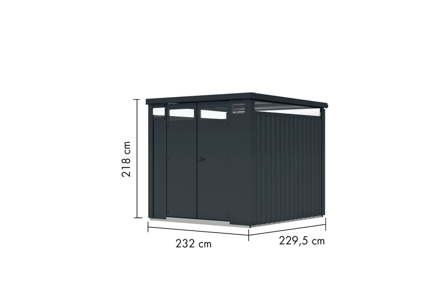 Metall-Gerätehaus Østen 2 - 232x229 cm, anthrazit, Karibu