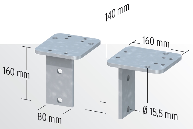 Mauer-Montageadapter für  Pfostenträger zum Aufschrauben, Aufschraubanker von TraumGarten