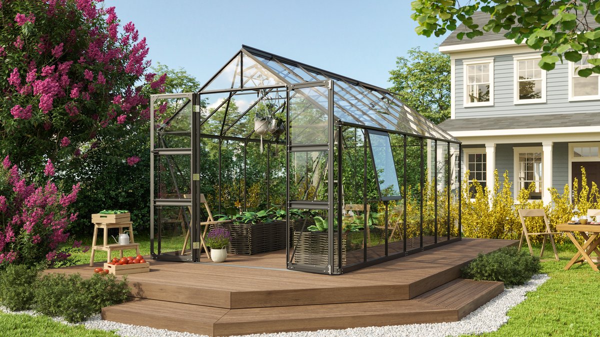 Vitavia Gewächshaus Olymp 11500 ESG3mm, schwarz