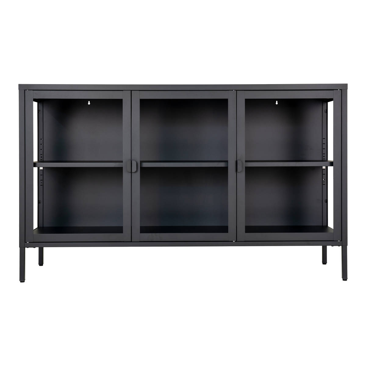 Sideboard - Brisbane, schwarz mit Glastüren 40x140x85 cm