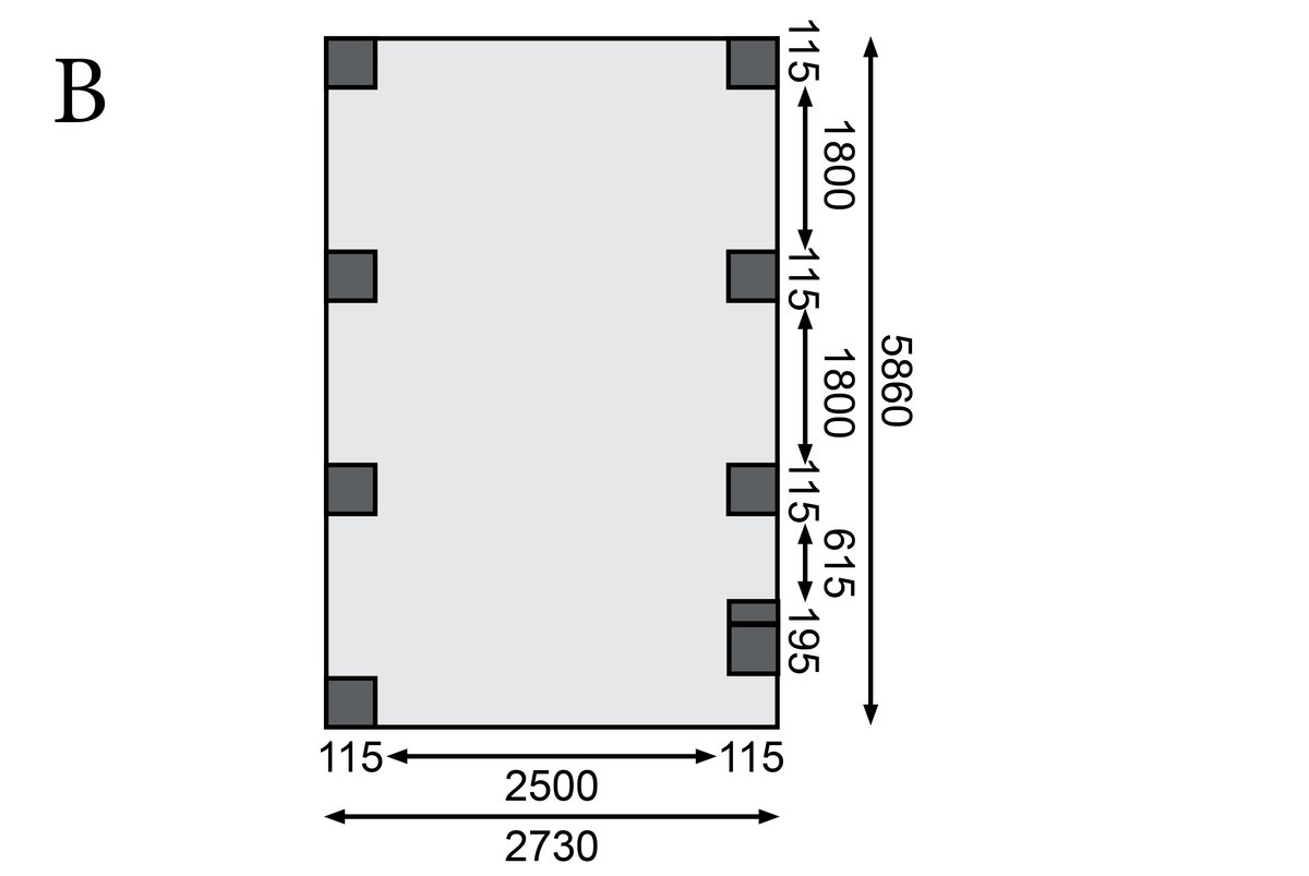 Einzelcarport CLASSIC 2 Variante B - 318x670 cm, kdi mit Stahldach