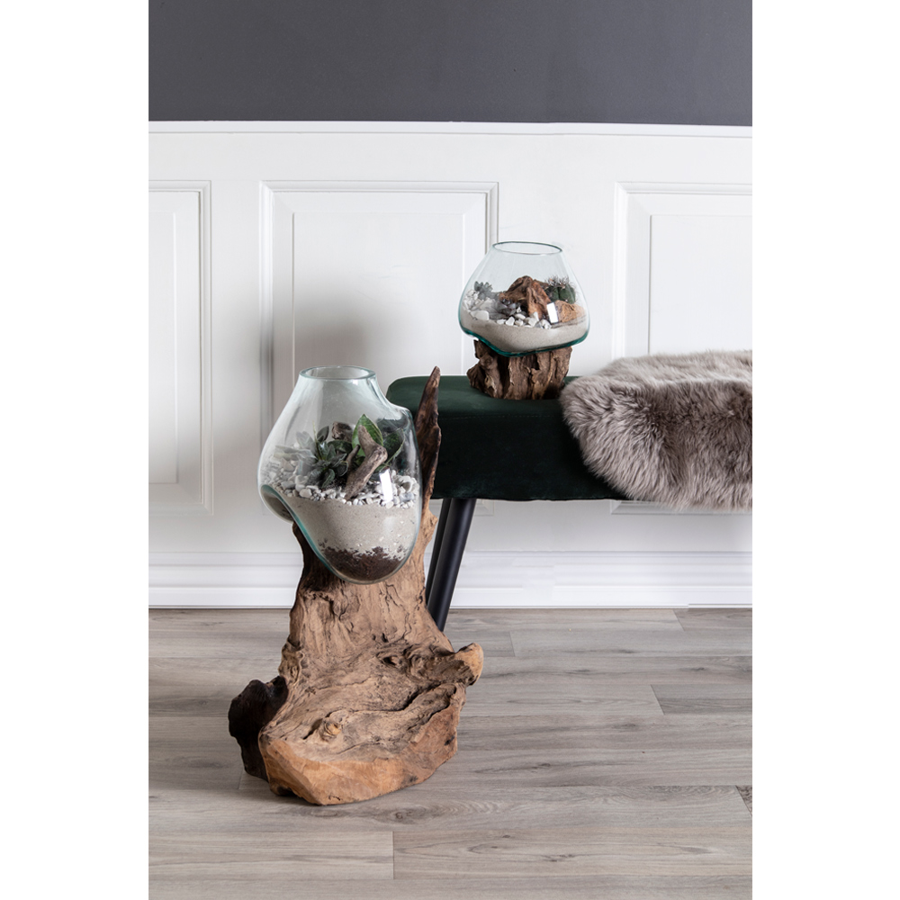 San Marino Waterdrop Holz Skulptur mit Glasvase h50 cm