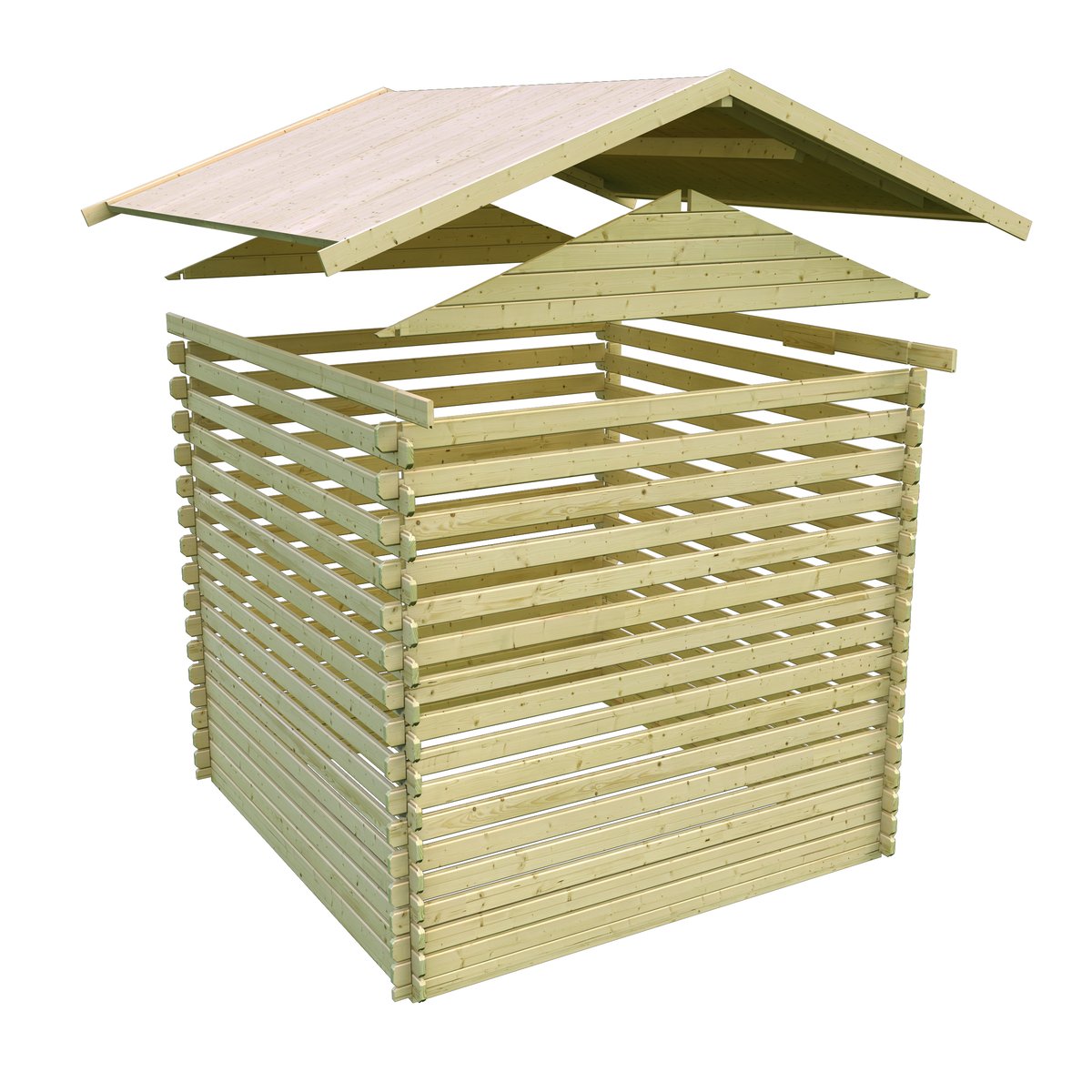 Mittelwandhaus Radur 0 - 387x253 cm, 28 mm Blockbohlen natur, Karibu