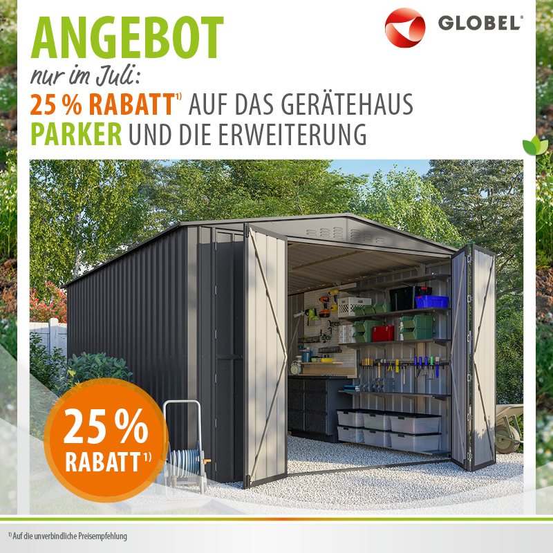 Juli-Angebot: Gerätehaus Parker 25% reduziert
