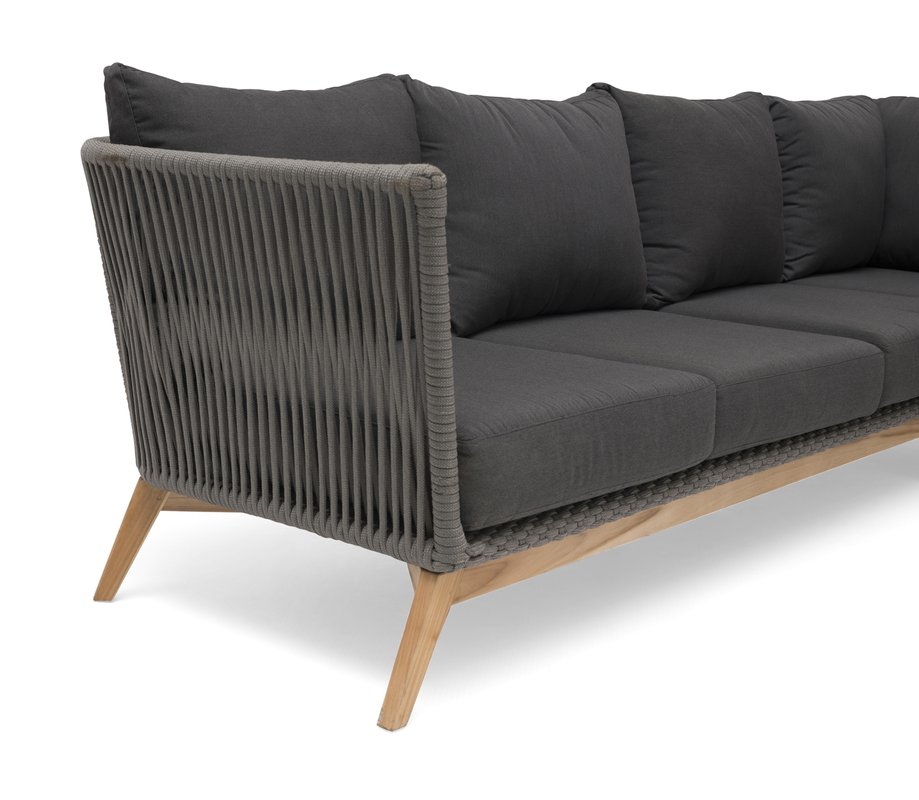 Himmelsnäs Ecksofa Teak/Olefin-Bespannung dunkelgrau, inkl. Kissen