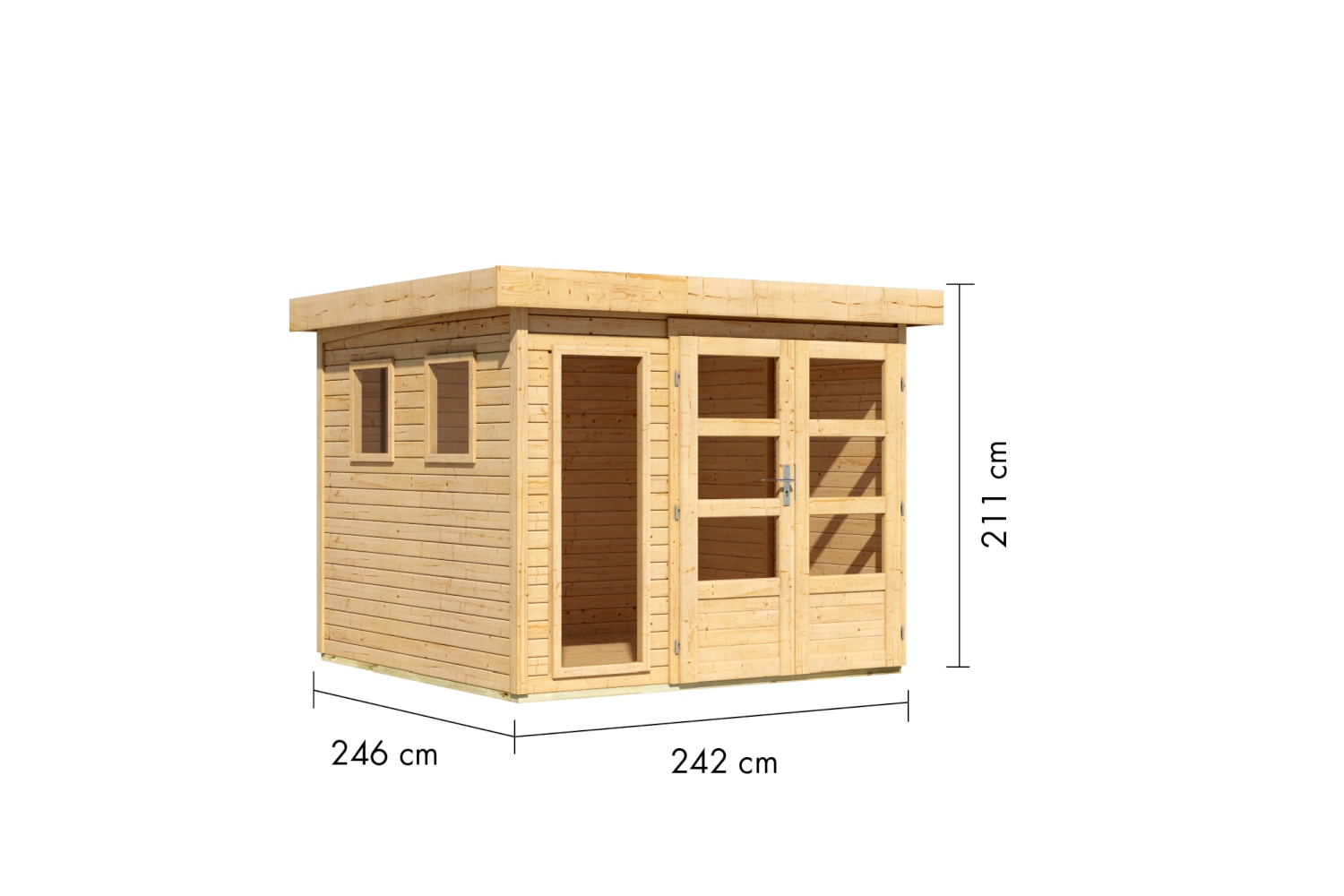 Gartenhaus Lahar 3,5, 242x246 cm, 19 mm Holz naturbelassen, Karibu