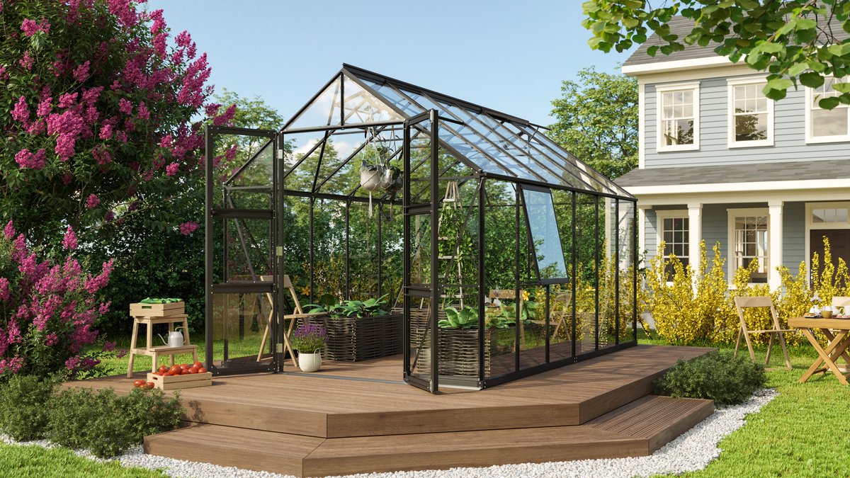 Vitavia Gewächshaus Olymp 9900 ESG3mm, schwarz