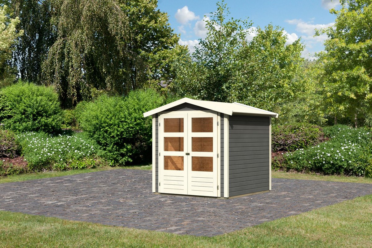 Gartenhaus Amberg 2 - 186x186 cm, 19 mm Holz terragrau, Karibu