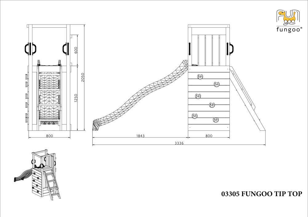 Fungoo Spielturm TIPTOP, teak-farben lasiert