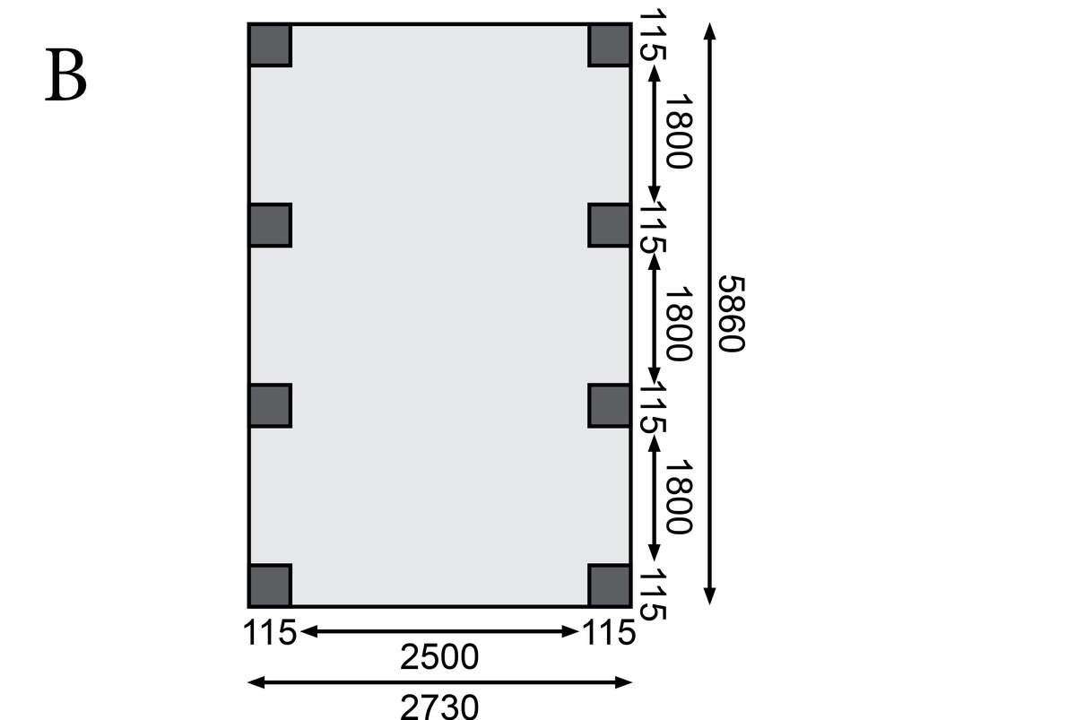 Einzelcarport CLASSIC 2 Variante A - 318x670 cm, kdi mit PVC-Dach