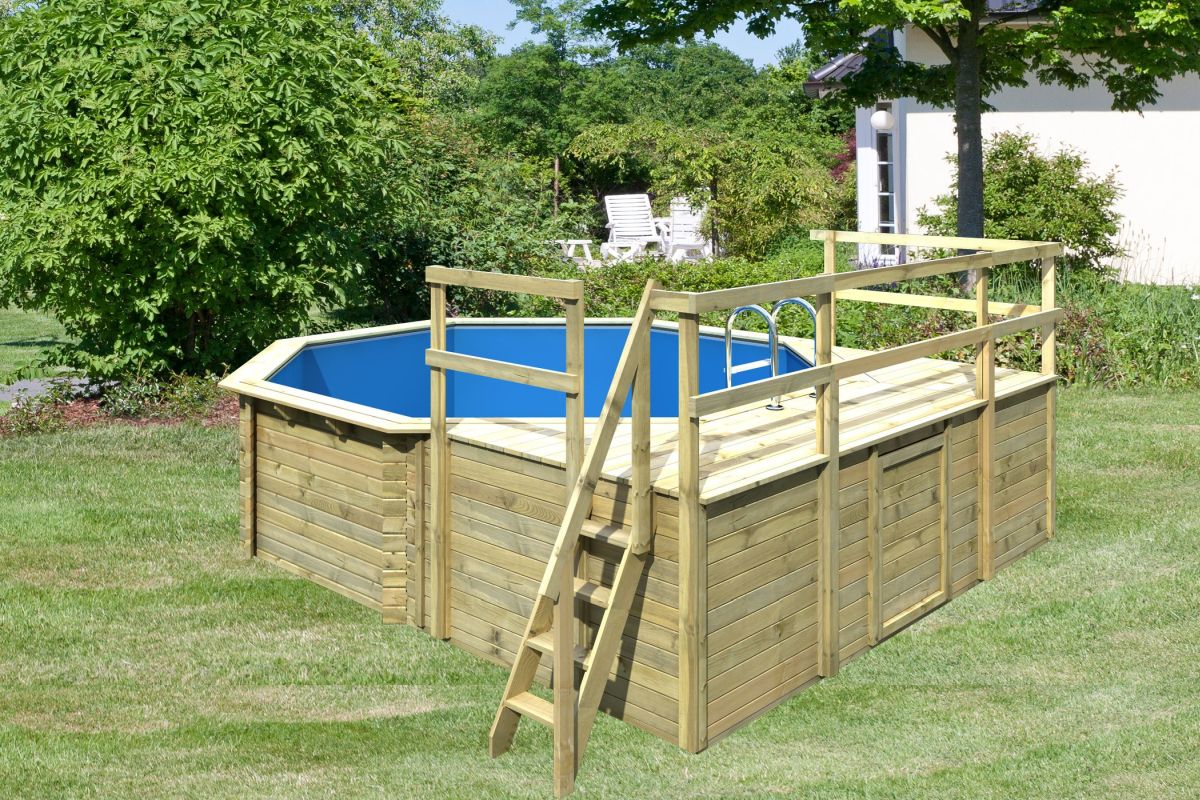 Karibu Pool Modell 2D Classic 470x550 cm, Holz kdi, mit Filter+Skimmer