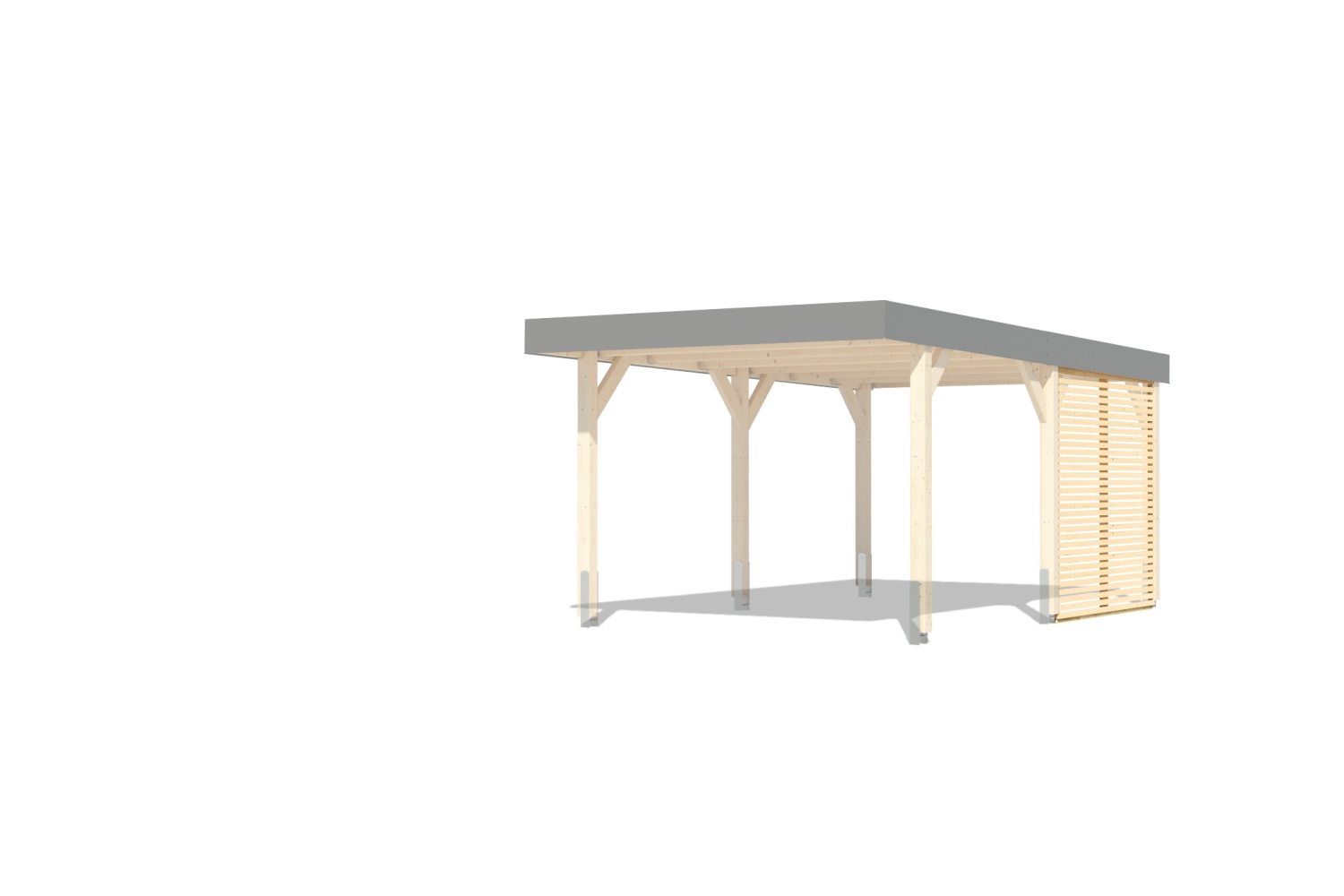 Lamellen-Seitenwand lose 225x218 cm für Einzel-/Doppelcarport, Leimholz naturbelassen