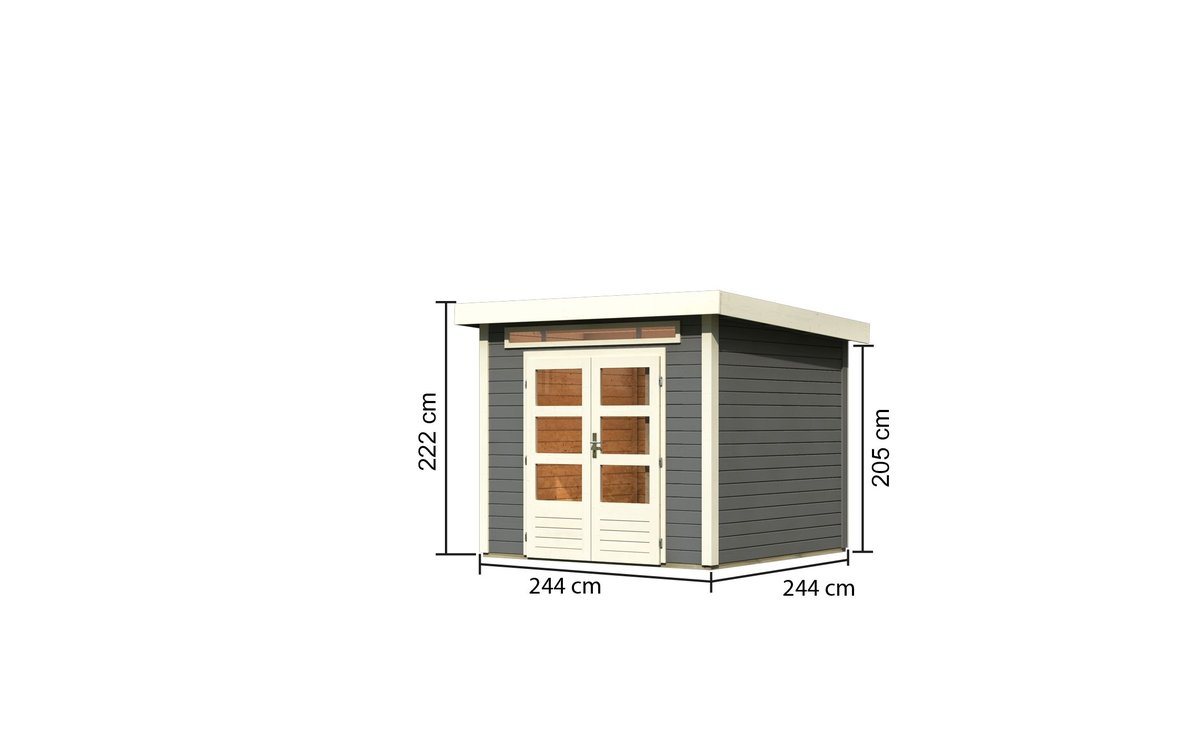 Gartenhaus Kandern 3  - 244x244 cm, 28 mm terragrau, Karibu