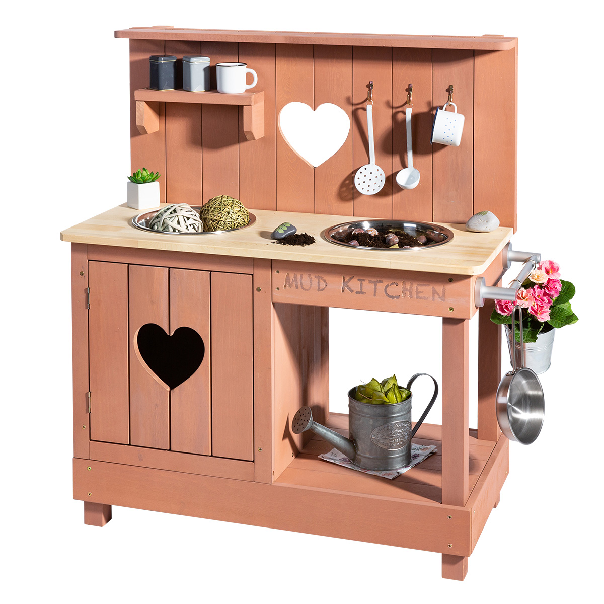 MUDDY BUDDY® Holz-Matschküche Adventurer Heart puderrosa
