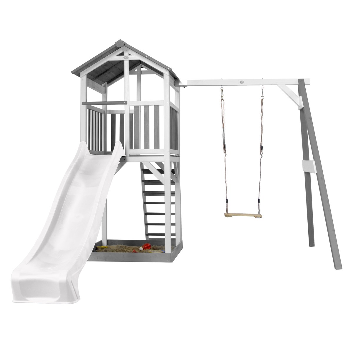 Spielturm Beach Tower Swing grau/weiß mit Rutsche weiß